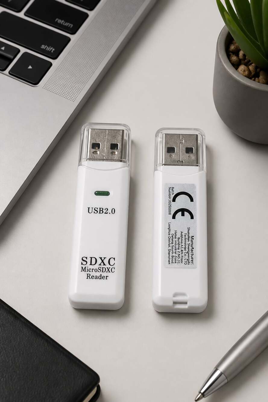USB 2.0 SDXC MicroSDXC Reader White Memory Card Adapter